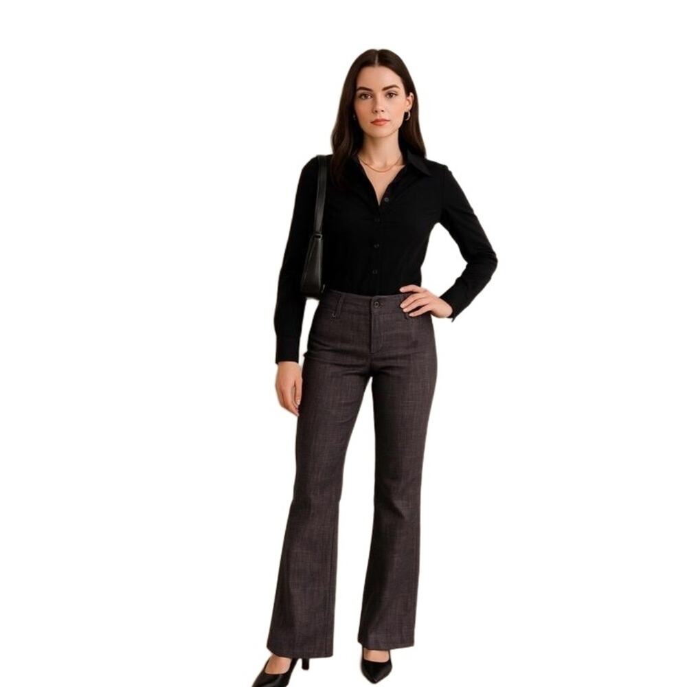 Stooshy Gray Textured Flare Dress Pants Women’s Size 11 Y2K Career Chic Business